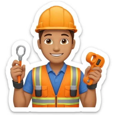 Electrician + cable coil + orange vest, Repair Crew. sticker
