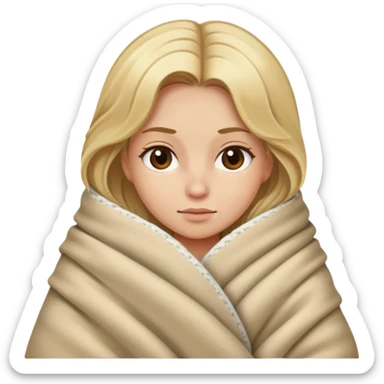Dirty blonde woman with blanket wrapped around her cozy sticker