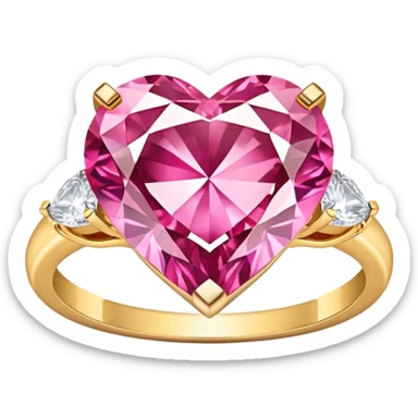 Gold engagement ring with pink heart diamond  sticker