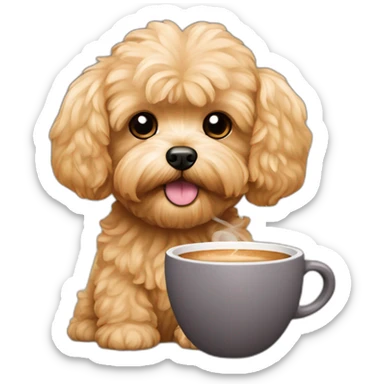 golden maltipoo with coffee sticker