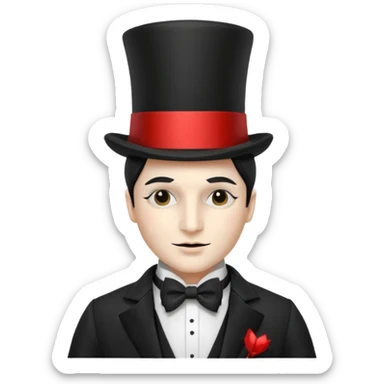 A french man with magician hat,half 🎭 mask on his head, white skin tone sticker
