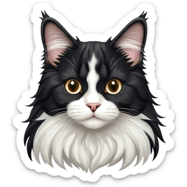 black and white tuxedo maine coon cat sticker