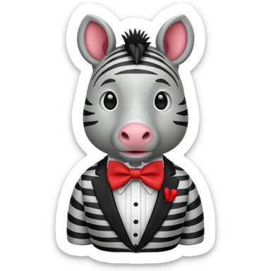 Zebra with a red bow tie sticker