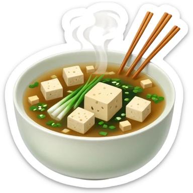traditional minimalistic japanese miso soup with wakame, spring onion and tofu but no other toppings sticker