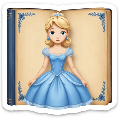 Cinderella in old book story sticker