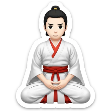 kneeling samurai in all white kimono sticker