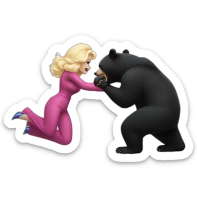 Dolly Parton fist fighting a black bear sticker