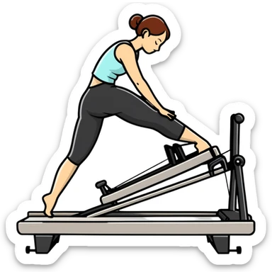 person exercising on pilates reformer sticker