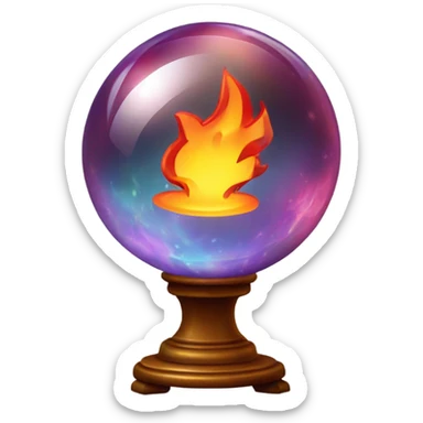 Crystal ball with fire inside sticker