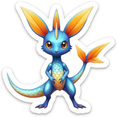 Colorful Shiny Exotic Victini-Salandit-Aurorus-Fakémon-hybrid-creature (full body)  sticker