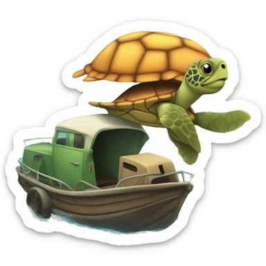 Sea turtle towing acar sticker