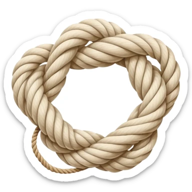 rope tied in a simple sailing knot, rounded edges, cute, soft shading, sticker