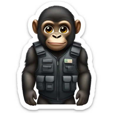 Baby Gorilla wearing a bulletproof vest sticker