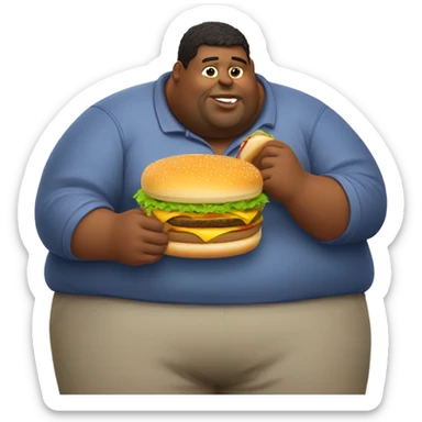 Fat guy eating burger  sticker