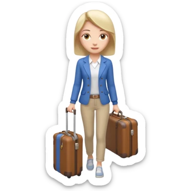 woman carrying a suitcase portrait, head and shoulders only, suitcase handle visible near shoulder, casual travel outfit, confident expression, travel vibe, 3D cartoon style, mobile game icon style, clean background, no text, no watermark sticker