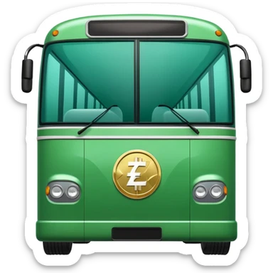 green electric bus with a zero-euro coin symbol 0€, no text on the bus sticker
