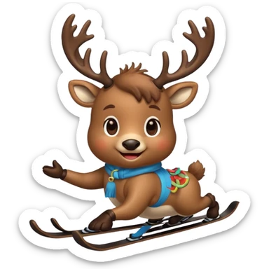 baby reindeer skiing sticker