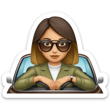 Emojis de carros y una mujer a dentro  sticker