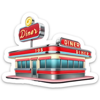 1950s diner exterior facing right sticker