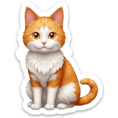 full body of tiny + skinny ginger and white cat with deep orange eyes and triangular shaped face sticker