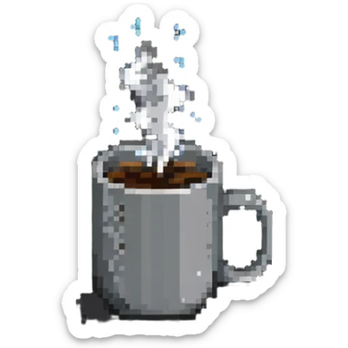 Coffee mug with steam sticker
