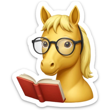 yellow horse read book with glasses sticker