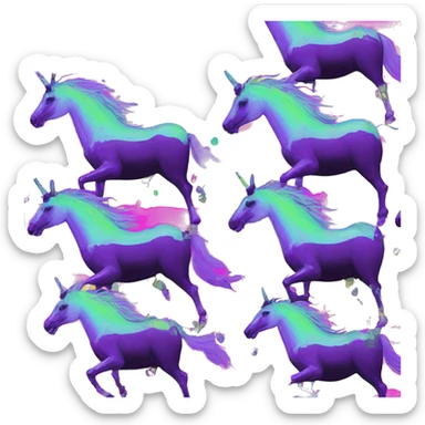 .Zombie_ Vaporwave black holographic oilslick zombie unicorn yellow caution tape graffiti Pegasus sticker