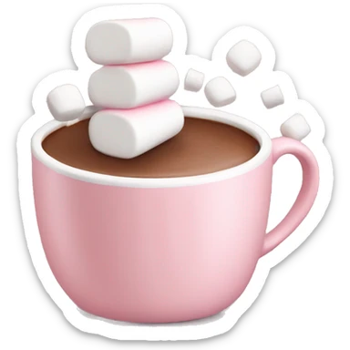 Light Pink mug of hot chocolate with marshmallows  sticker