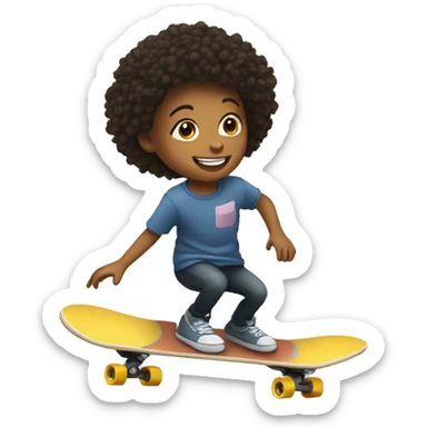 A young person on a skateboard is pushed by another sticker