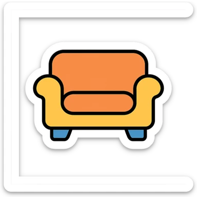 sofa foam block with clean lines and color accents sticker