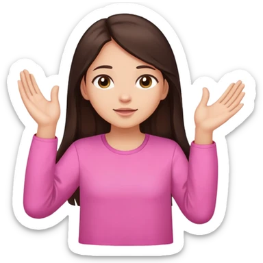 Girl long dark brown hair light medium skin worship God hands lifted  pink shirt sticker