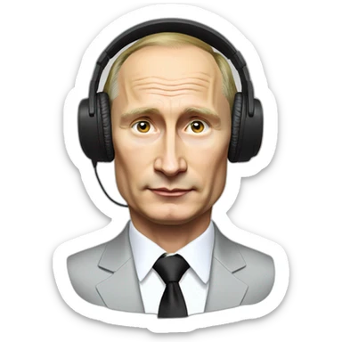 Vladimir Putin with headphones sticker