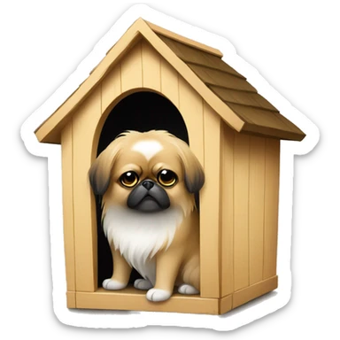 Pekinese inside a doghouse sticker
