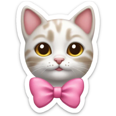 Cute cat with pink bow and hearts  sticker
