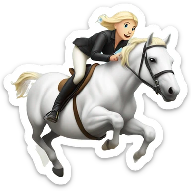 Blonde rider Jumping white horse sticker