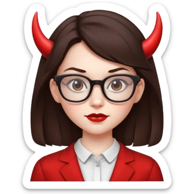 girl devil nerdy brunette with square glasses sticker