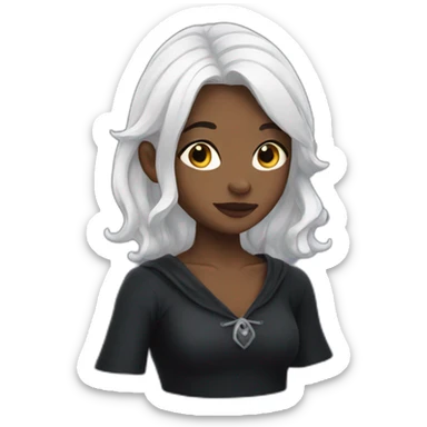 Young witch with white hair sticker