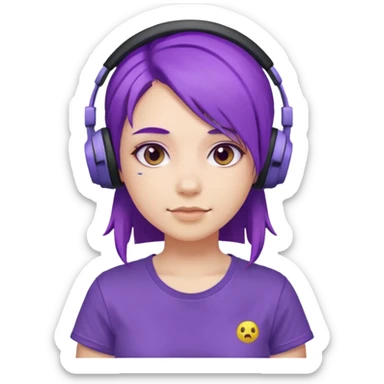 Gamer Girl with Headset + Purple Hair sticker