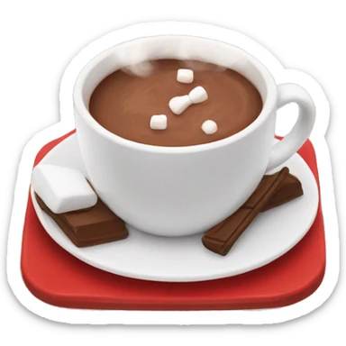 Red mug with hot cocoa and marshmallows sticker