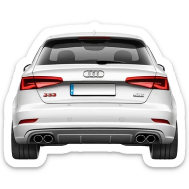 white Audi S3 8V rear view visible quad exhausts sticker