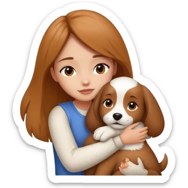 Girl hugs dog sticker