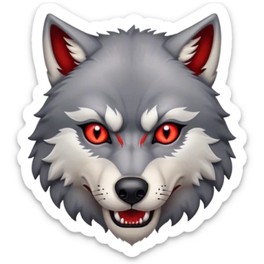 Evil Aggressive Grey Wolf with red eyes sticker