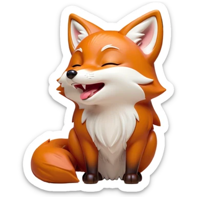 Cinematic Cute Yawning Fox Portrait Emoji, Head tilted slightly with a dramatic, wide-open yawn, showcasing a soft, velvety red Fur with subtle white accents, floppy ears slightly drooping, round amber eyes barely open in drowsy contentment, Simplified yet irresistibly adorable features, highly detailed, glowing with a soft, cozy glow, high shine, relaxed yet expressive, stylized with a touch of natural whimsy, bright and endearing, soft glowing outline, capturing the essence of a sleepy yet affectionate fox, so drowsy it feels like it could stretch right out of the screen and curl up for a nap! sticker