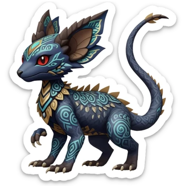 Dark edgy exotic anthropomorphic painted Fakémon-Pokémon-Trico-Vernid-creature sticker