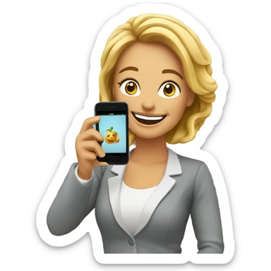 Happy Lady corporate business owner shooting tea photos & videos with her phone sticker