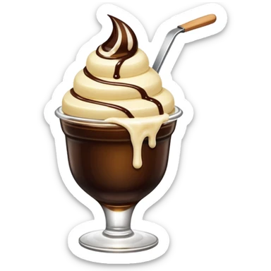 Soy sauce bottle poured on ice cream. sticker