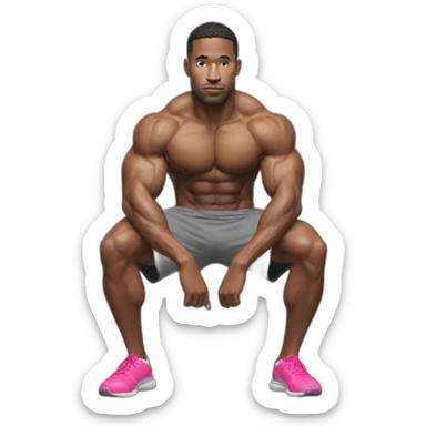 hyper-realistic fitness model squatting sticker