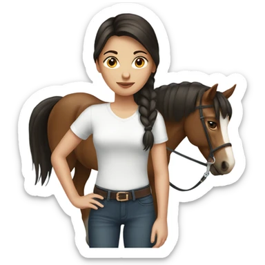 brunette Girl with horse  sticker