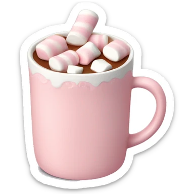 Light Pink mug of hot chocolate with marshmallows  sticker