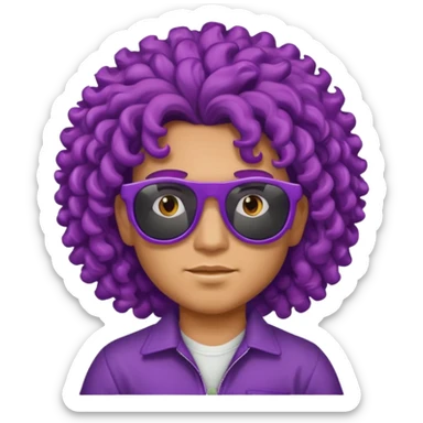 purple haired, curly big haired mexican boy with sunglassess sticker